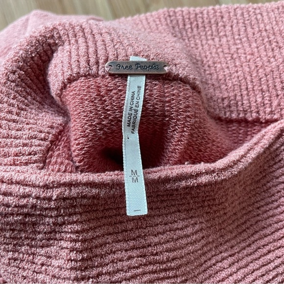 Free People Peach Pink Textured Ribbed Knit Cotton Blend Isla Ottoman Tunic NWT - Picture 10 of 12